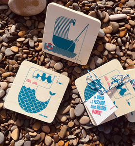 POSAVASOS SIRENA PESCADOR / MERMAID FISHERMAN COASTERS
