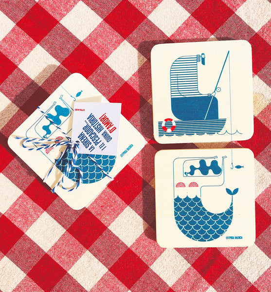POSAVASOS SIRENA PESCADOR / MERMAID FISHERMAN COASTERS
