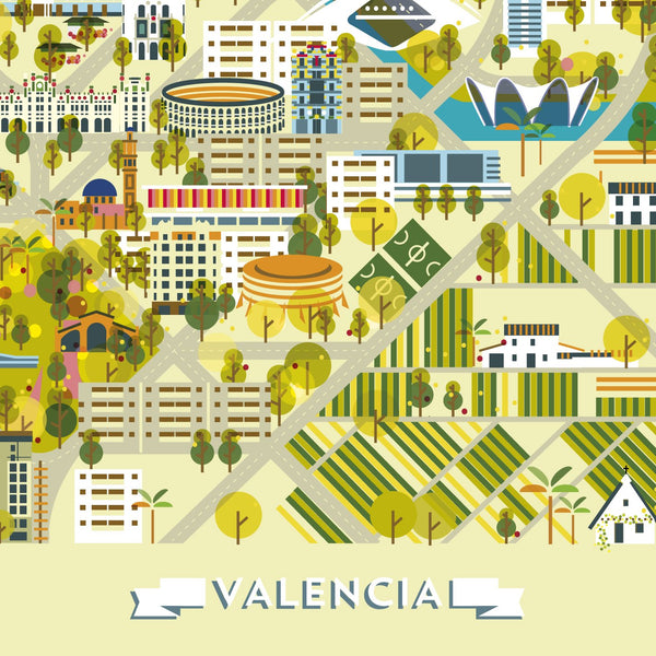 LAMINA VALENCIA CITY 50X70 // PRINT VALENCIA CITY 50X70