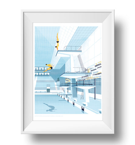 LAMINA PISCINA DE VALENCIA TORRE DE SALTO 40X50// PRINT VALENCIA POOL TRAMPOLINE SIZE 40X50