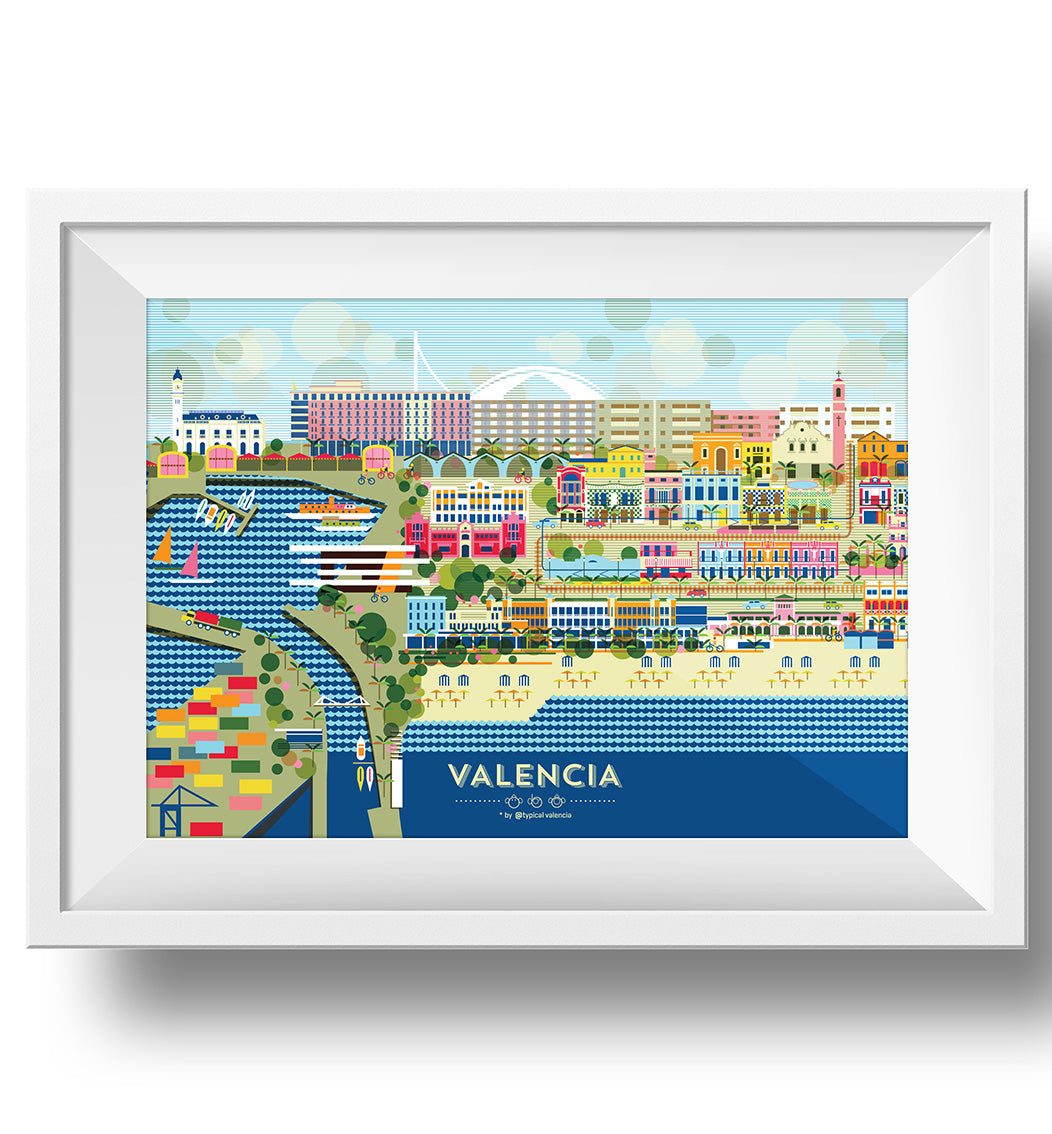 LAMINA VALENCIA MARÍTIMA 48x33  // PRINT VALENCIA SEASIDE 48x33