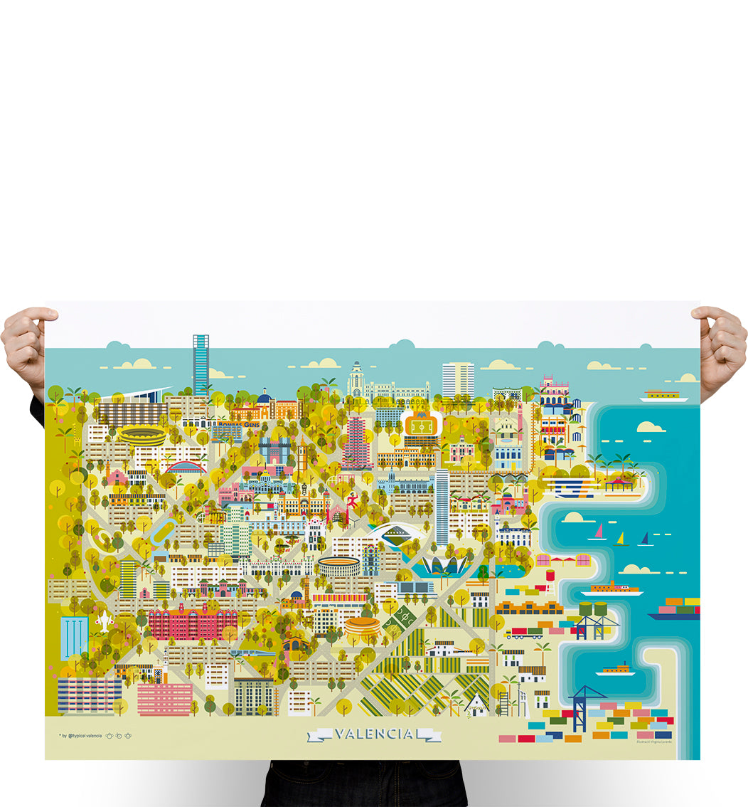 LAMINA VALENCIA CITY 50X70 // PRINT VALENCIA CITY 50X70